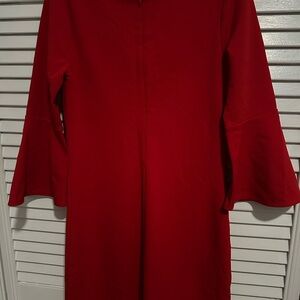 Express Vibrant Red Long Sleeve Dress